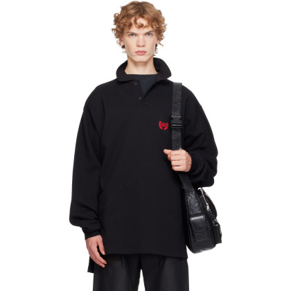 Black L/S Oversized Polo