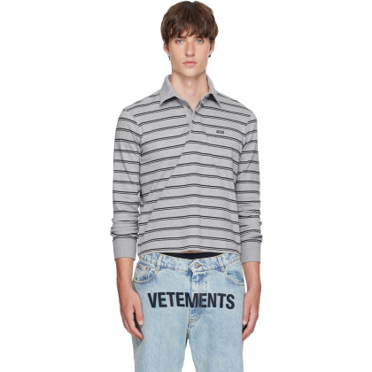 Gray Long Sleeve Polo