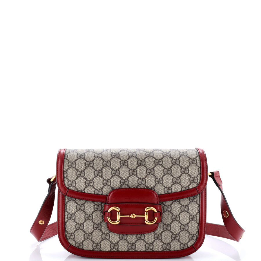 【中古】Horsebit 1955 Shoulder Bag GG Coated Canvas with Leather Small