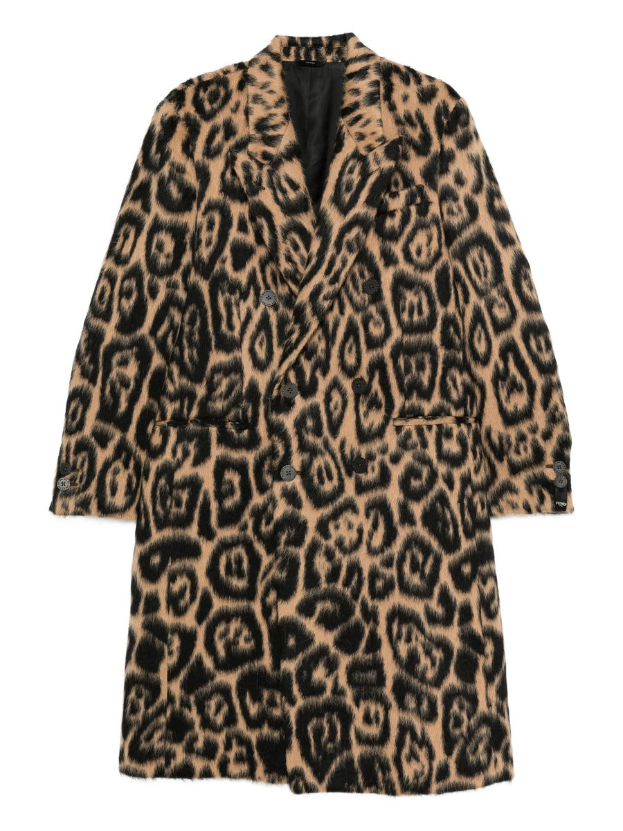 double-breasted leopard coat