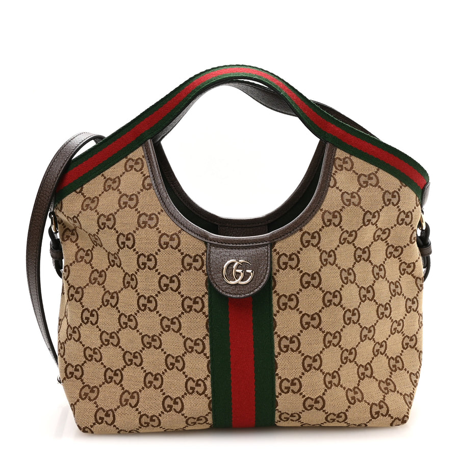 【中古】Monogram Web Small Giglio Tote Beige Dark Brown