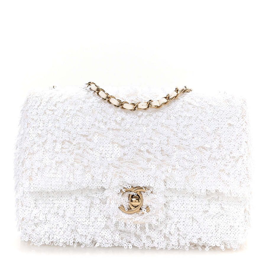 【中古】Sequin Mini Rectangular Flap White