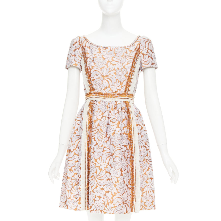 【中古】Women's Prada 2015 Floral Jacquard Stitch Dress
