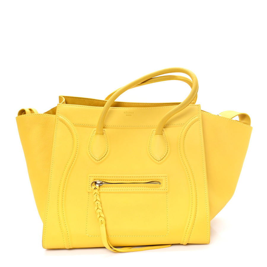 【中古】Grained Calfskin Medium Phantom Luggage Sun Yellow