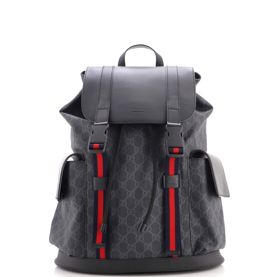 【中古】Double Pocket Buckle Backpack GG Coated Canvas Large