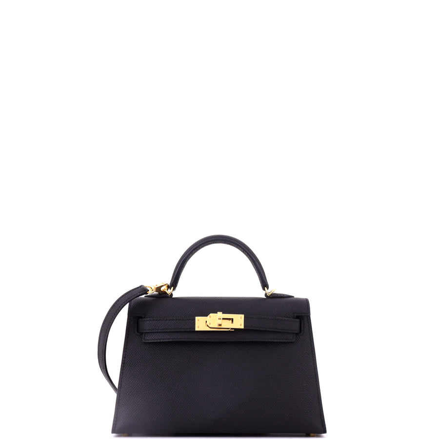 【中古】Kelly Mini II Bag Noir Epsom with Gold Hardware 20