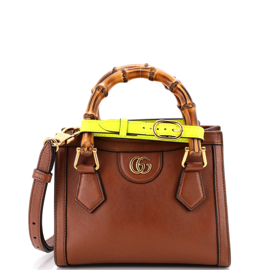 【中古】Diana NM Bamboo Handle Tote Leather Mini