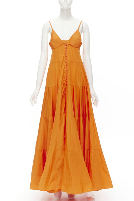 【中古】Women's Jacquemus orange long taffeta button front maxi dress gown