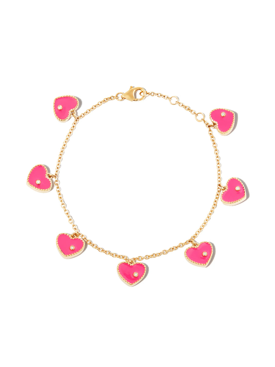 9kt yellow gold enamel and diamond bracelet