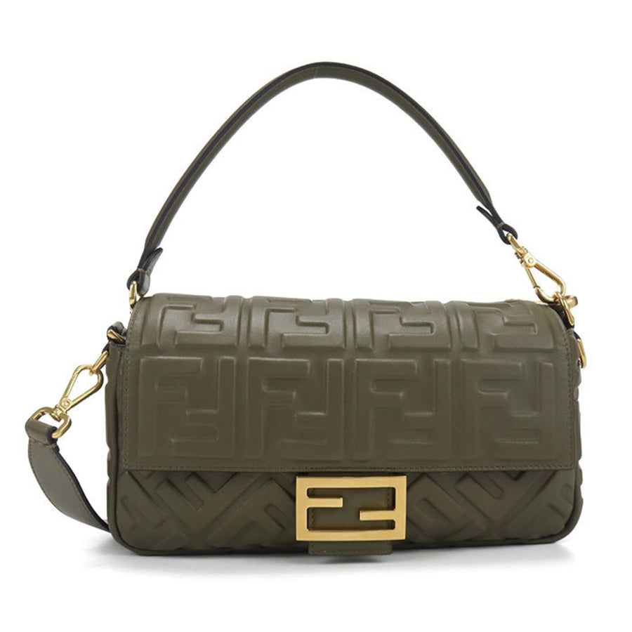 【中古】Baguette NM Bag Zucca Embossed Leather Medium