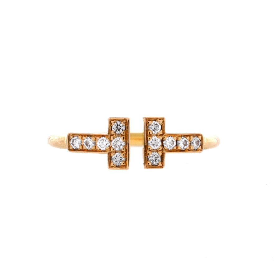 【中古】T Wire Ring 18K Rose Gold with Diamonds