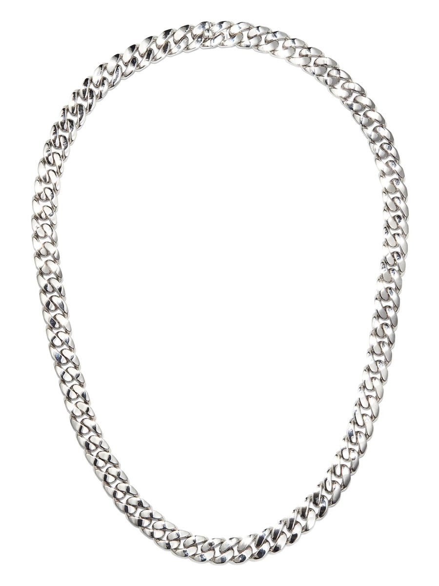 18K white gold flat link-chain necklace